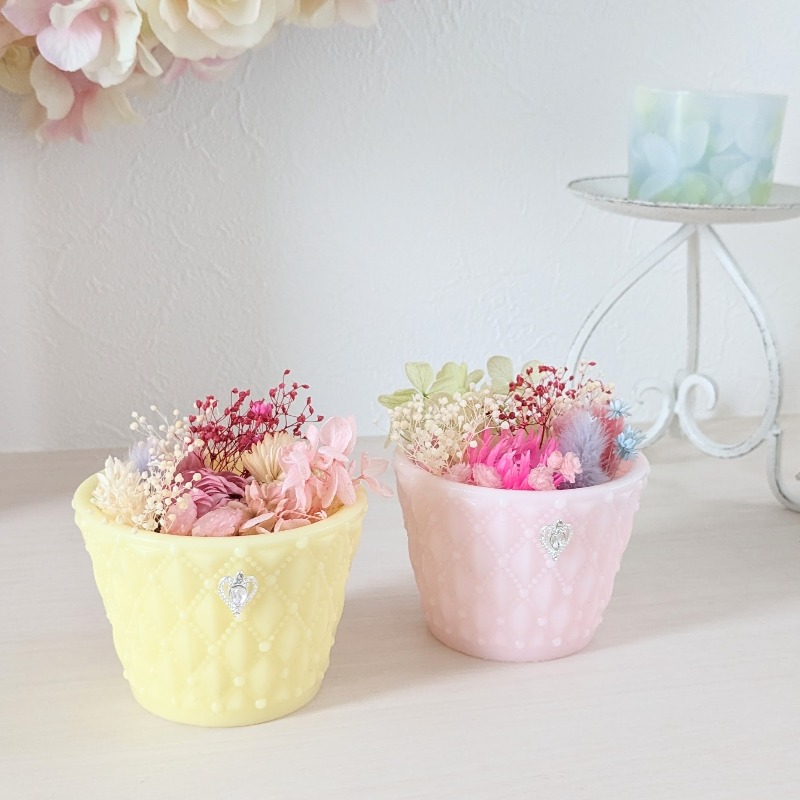 植木鉢のお花のようなデザインで作るワックスサシェ
