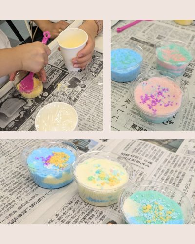 あづま総合体育館で親子バスボムづくり