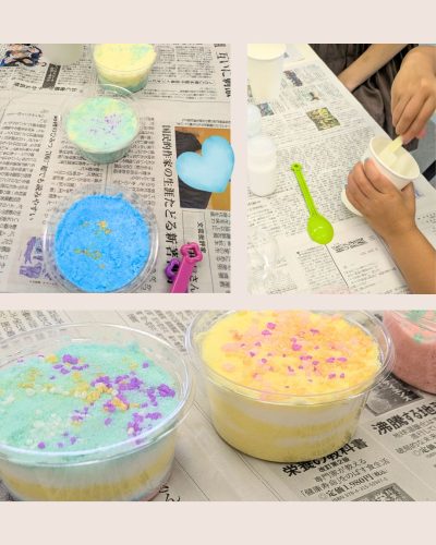 あづま総合体育館で親子バスボムづくり